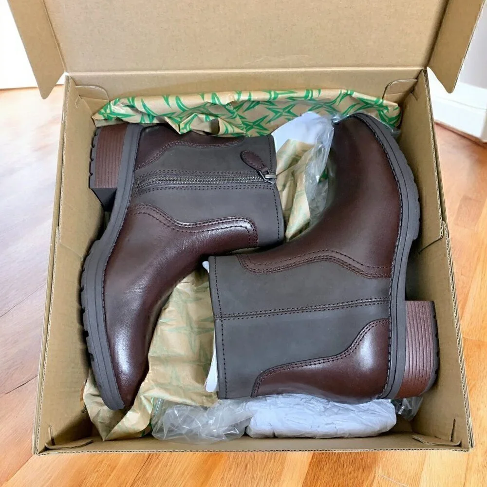 Eastland Women's Meander Ankle Boot Brown Leather Side Zip Western Size 9 NIB